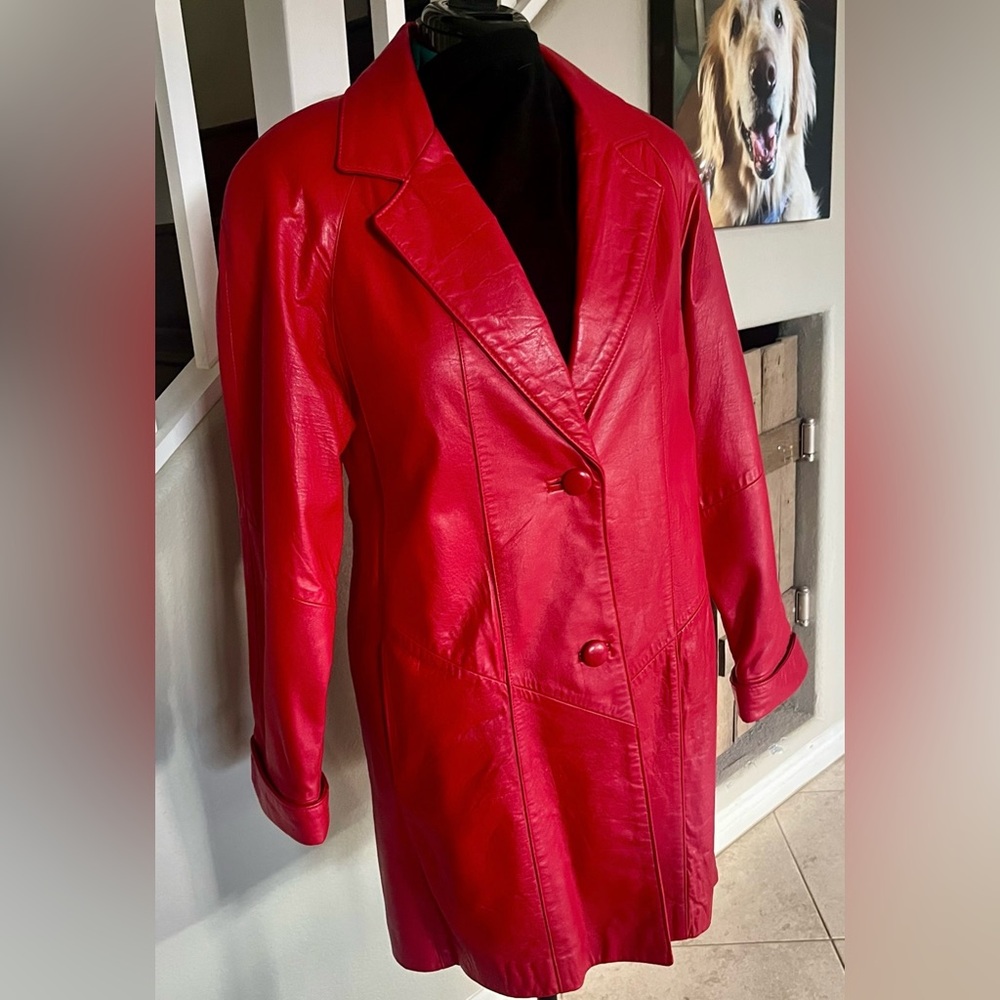 Vintage Red Leather Jacket L XL